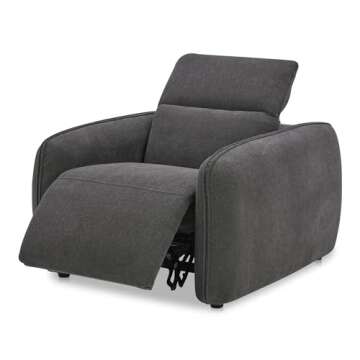 NADAAL STUDIOS Yarrow, Power Recliner Chair, Polyester Upholstery, High-Density Foam Cushions, Dusk Grey
