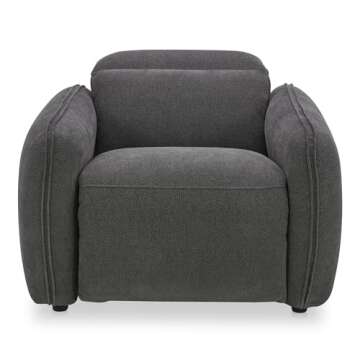 NADAAL STUDIOS Yarrow, Power Recliner Chair, Polyester Upholstery, High-Density Foam Cushions, Dusk Grey
