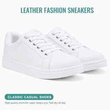 Vepose Women's White Walking Casual Sneakers, Dressy Arch Support Comfortable Low Top Tennis Lace Up 8003 Shoes, Size 8M US, (CJY8003 White 08)