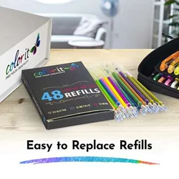 ColorIt Glitter Gel Pens - 96 Pack of Art Markers