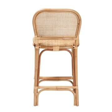 Baxton Studio Adrena Modern Bohemian Natural Brown Rattan Counter Stool