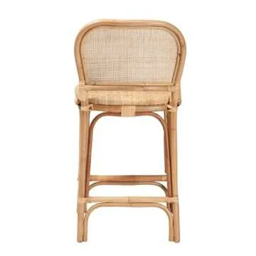 Baxton Studio Adrena Modern Bohemian Natural Brown Rattan Counter Stool