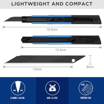WORKPRO Premium Utility Knife Retractable Snap-off Blade, Heavy Duty Aluminum Box Cutter Set, Razor ...