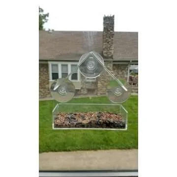 Window Bird House Feeder with Extra Strong Suction Cups Clear Bird Seed Holder for Outside Birdhouse Shape WMBF0001
