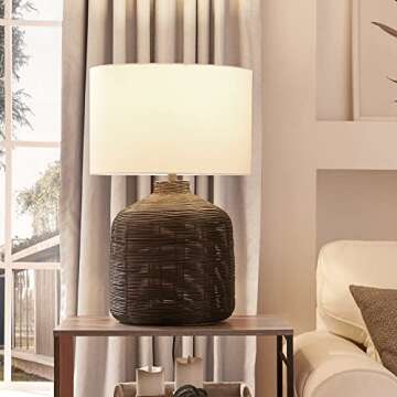 Henn&Hart Rattan Table Lamp: Elegant Lighting for All Spaces
