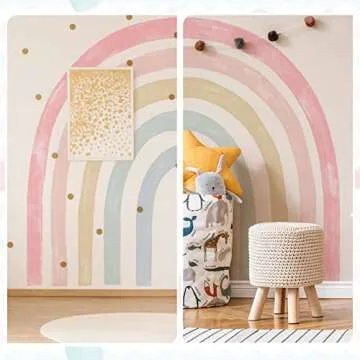 Henoyso 6 Pcs Rainbow Wall Decals 94.49 x 82.68 Inch Large Boho Rainbow Stickers Colorful Vinyl Baby Room Decor Peel Stick Wallpaper Girls Kids Bedroom Nursery Classroom(Light Colors)