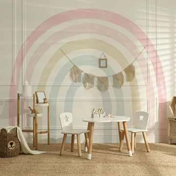 Henoyso 6 Pcs Rainbow Wall Decals 94.49 x 82.68 Inch Large Boho Rainbow Stickers Colorful Vinyl Baby Room Decor Peel Stick Wallpaper Girls Kids Bedroom Nursery Classroom(Light Colors)