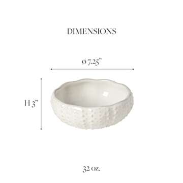 Costa Nova Ceramic Stoneware 7.25" x 3", 32 oz Serving Bowl - Aparte Collection, White | Microwave &...