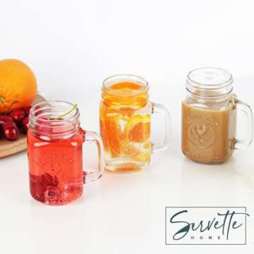 County Fair Mason Jar Drinking Glasses with Handles - Set of 2