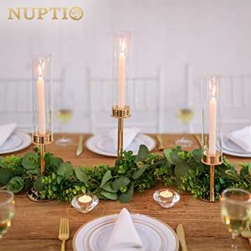 Nuptio Gold Candle Holder Set of 3 for Elegant Decor