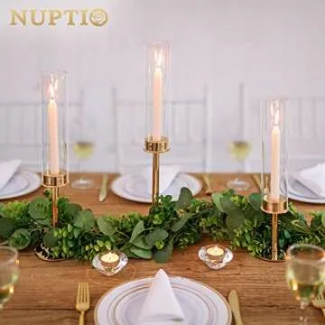 Nuptio Gold Candle Holder Set of 3 for Elegant Decor