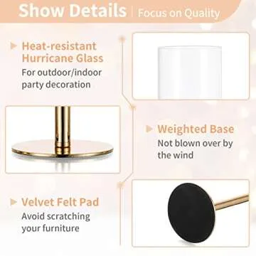Nuptio Gold Candle Holder Set of 3 for Elegant Decor