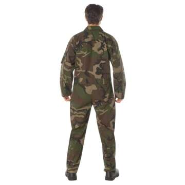 Rothco Flightsuit – Mens Pilot Coveralls – Costume Cosplay Jumpsuit, Woodland Camo - L