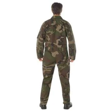 Rothco Flightsuit – Mens Pilot Coveralls – Costume Cosplay Jumpsuit, Woodland Camo - L
