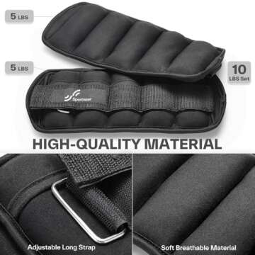 Sportneer Adjustable Ankle Weights 1 Pair 2 4 6 8 10 Lbs Leg Weight Straps for Women Men, Weighted Ankle Weights Set for Gym,Fitness, Workout,Walking, Jogging,1-5 lbs Each Ankle, 1 Pair 2-10 lbs