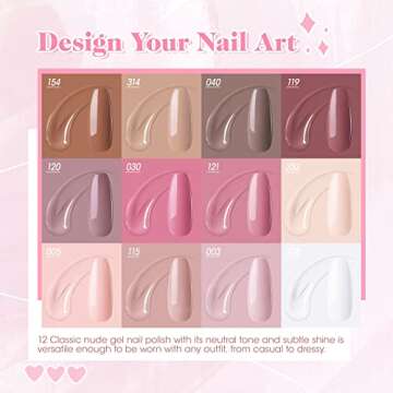 Gellen Gel Nail Polish Kit with U V LED Light 72W Nail Dryer, 12 Gel Nail Colors, No Wipe Top Base Coat, Nail Art Decorations, Manicure Tools, All-In-One Manicure Kit for Mother's Day Gift