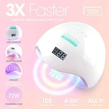 Gellen Gel Nail Polish Kit with U V LED Light 72W Nail Dryer, 12 Gel Nail Colors, No Wipe Top Base Coat, Nail Art Decorations, Manicure Tools, All-In-One Manicure Kit for Mother's Day Gift