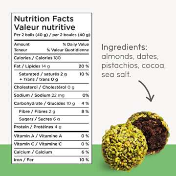 nomz Pistachio Energy Bites, Delicious & Healthy, Vegan-Friendly, Paleo, Great Source of Nutrients, Non-GMO, Gluten-Free, 12-Pack