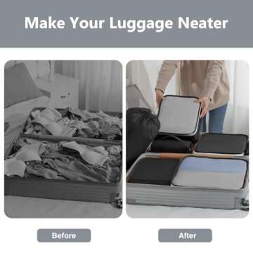 Easortm Packing Cubes 9 Set, Travel Organizer Bags for Luggage Packing Cubes for Carry on Suitcase, Travel Organizer for Toiletries Data Cable Clothes Shoes.(Black)