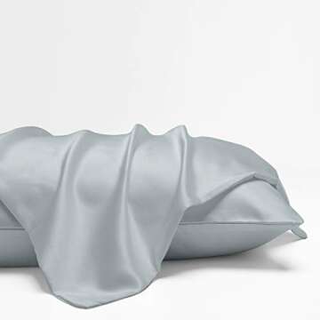 NTBAY Zippered Satin Pillow Cases for Hair and Skin, Luxury Queen Hidden Zipper Pillowcases Set of 2, 20x30 Inches, Grey