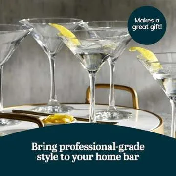 Libbey Entertaining Essentials Martini Glasses Set of 6, Dishwasher Safe Martini Set, Tall Stem Martini Glasses for Parties and More