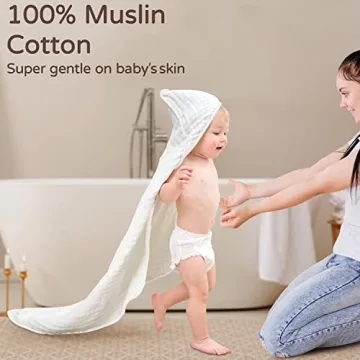 Yoofoss Muslin Hooded Baby Towel for Soft Bath Comfort