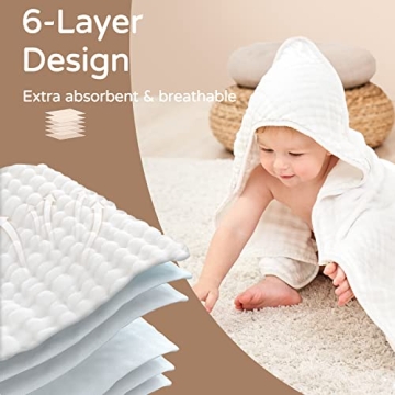 Yoofoss Muslin Hooded Baby Towel for Soft Bath Comfort