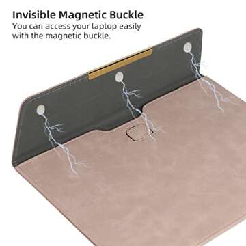 TOWOOZ 13.3 Inch Laptop Sleeve Case Compatible with 2016-2020 MacBook Air/MacBook Pro 13-13.3 inch/iPad Pro 12.9 / Dell XPS 13/ Surface Pro X, PU Leather Bag (13-13.6 Inch, Pink)