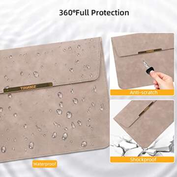 TOWOOZ 13.3 Inch Laptop Sleeve Case Compatible with 2016-2020 MacBook Air/MacBook Pro 13-13.3 inch/iPad Pro 12.9 / Dell XPS 13/ Surface Pro X, PU Leather Bag (13-13.6 Inch, Pink)