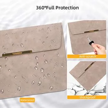 TOWOOZ 13.3 Inch Laptop Sleeve Case Compatible with 2016-2020 MacBook Air/MacBook Pro 13-13.3 inch/iPad Pro 12.9 / Dell XPS 13/ Surface Pro X, PU Leather Bag (13-13.6 Inch, Pink)