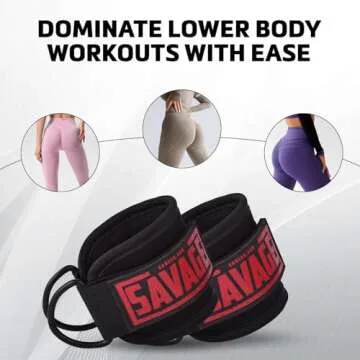 BeSavage - Exercise Machine Attachments for Glute Workouts, Kickbacks, Hip Abductors, Leg Extensions, Ankle Straps for Cable Machines, Workout Cuff Attachments for Home & Gym (Pair, Asteroid Black)