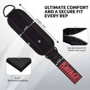 BeSavage - Exercise Machine Attachments for Glute Workouts, Kickbacks, Hip Abductors, Leg Extensions, Ankle Straps for Cable Machines, Workout Cuff Attachments for Home & Gym (Pair, Asteroid Black)