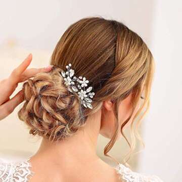 JAKAWIN Elegant Wedding Pearl Hair Pins for Brides