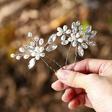 JAKAWIN Elegant Wedding Pearl Hair Pins for Brides