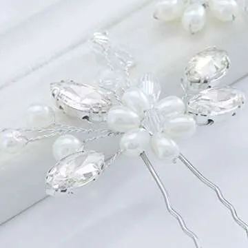 JAKAWIN Elegant Wedding Pearl Hair Pins for Brides