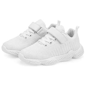 Santiro Kids White Sneakers Toddler Boys Girls Tennis Shoes Lightweight Fashion Size 6 M US