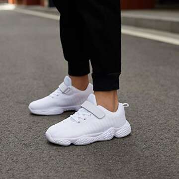 Santiro Kids White Sneakers Toddler Boys Girls Tennis Shoes Lightweight Fashion Size 6 M US