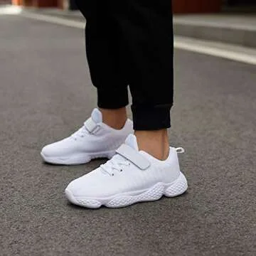 Santiro Kids White Sneakers Toddler Boys Girls Tennis Shoes Lightweight Fashion Size 6 M US