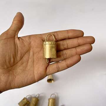 Vivanta Christmas Decorations - Bells for Crafts, Home Decor, Bell Ornaments, Decorations, Decoration Vintage, Small Jingle, Witch, and Cow Bells, Gold, 4.45 Cm