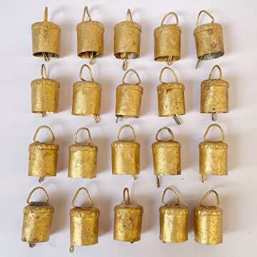Vivanta Christmas Decorations - Bells for Crafts, Home Decor, Bell Ornaments, Decorations, Decoration Vintage, Small Jingle, Witch, and Cow Bells, Gold, 4.45 Cm