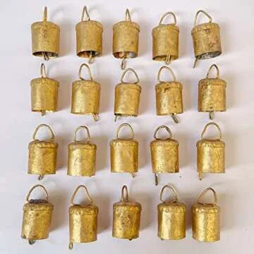 Vivanta Christmas Decorations - Bells for Crafts, Home Decor, Bell Ornaments, Decorations, Decoration Vintage, Small Jingle, Witch, and Cow Bells, Gold, 4.45 Cm