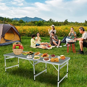 Moosinily 6 Ft Adjustable Folding Camping Table - Portable