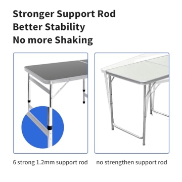 Moosinily 6 Ft Adjustable Folding Camping Table - Portable