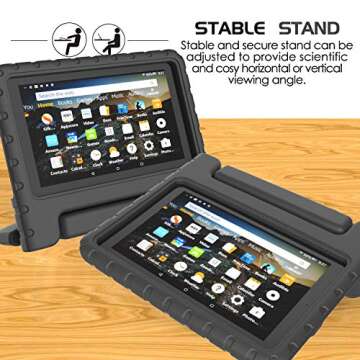 All New Fire 7 2019 Case - LTROP Kids Case for Fire 7 Tablet 9th Generation 2019 Release (7" Display), Portable Shock Proof Light Weight Fire 7 2019 Tablet Case for Kids - Black