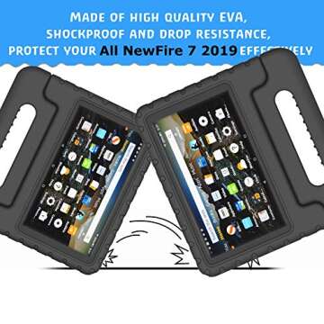All New Fire 7 2019 Case - LTROP Kids Case for Fire 7 Tablet 9th Generation 2019 Release (7" Display), Portable Shock Proof Light Weight Fire 7 2019 Tablet Case for Kids - Black