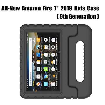 All New Fire 7 2019 Case - LTROP Kids Case for Fire 7 Tablet 9th Generation 2019 Release (7" Display), Portable Shock Proof Light Weight Fire 7 2019 Tablet Case for Kids - Black