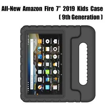 All New Fire 7 2019 Case - LTROP Kids Case for Fire 7 Tablet 9th Generation 2019 Release (7" Display), Portable Shock Proof Light Weight Fire 7 2019 Tablet Case for Kids - Black