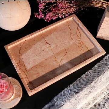 Natural Marble Vanity Tray for Luxe Home Decor