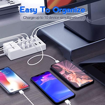 10-Port USB Charger with Rapid Charging Technology