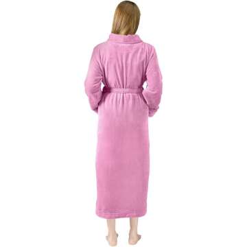 Premium Women's Pink Plush Fleece Robe for Comfort